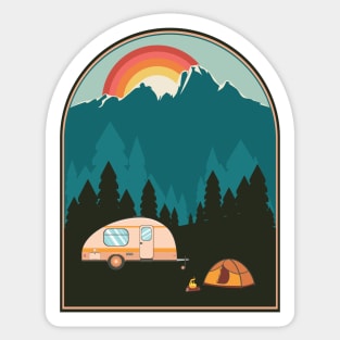 Camping poster sunset landscape Sticker